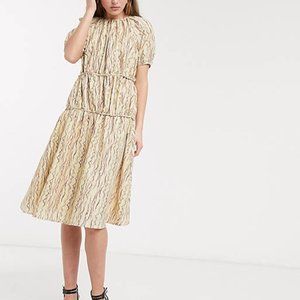 Lost Ink midi smock dress with volume tiers (ASOS)